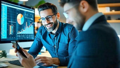 Illustration of a business professional engaging with digital tools